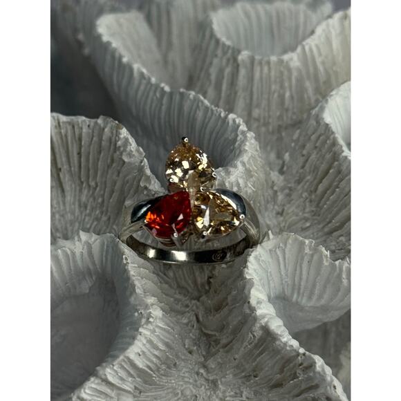 Unknown Factory Jewelry - 925 Sterling Silver Yellow & Orange Spinel Ring Size 8